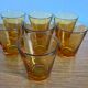 7 vintage Vereco amber glass glasses