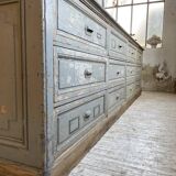 XXL walnut trade counter with multiple drawers