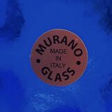 1970s Blue Vase "Fazzoletto" by Dogi in Murano Glass. Made in Italy