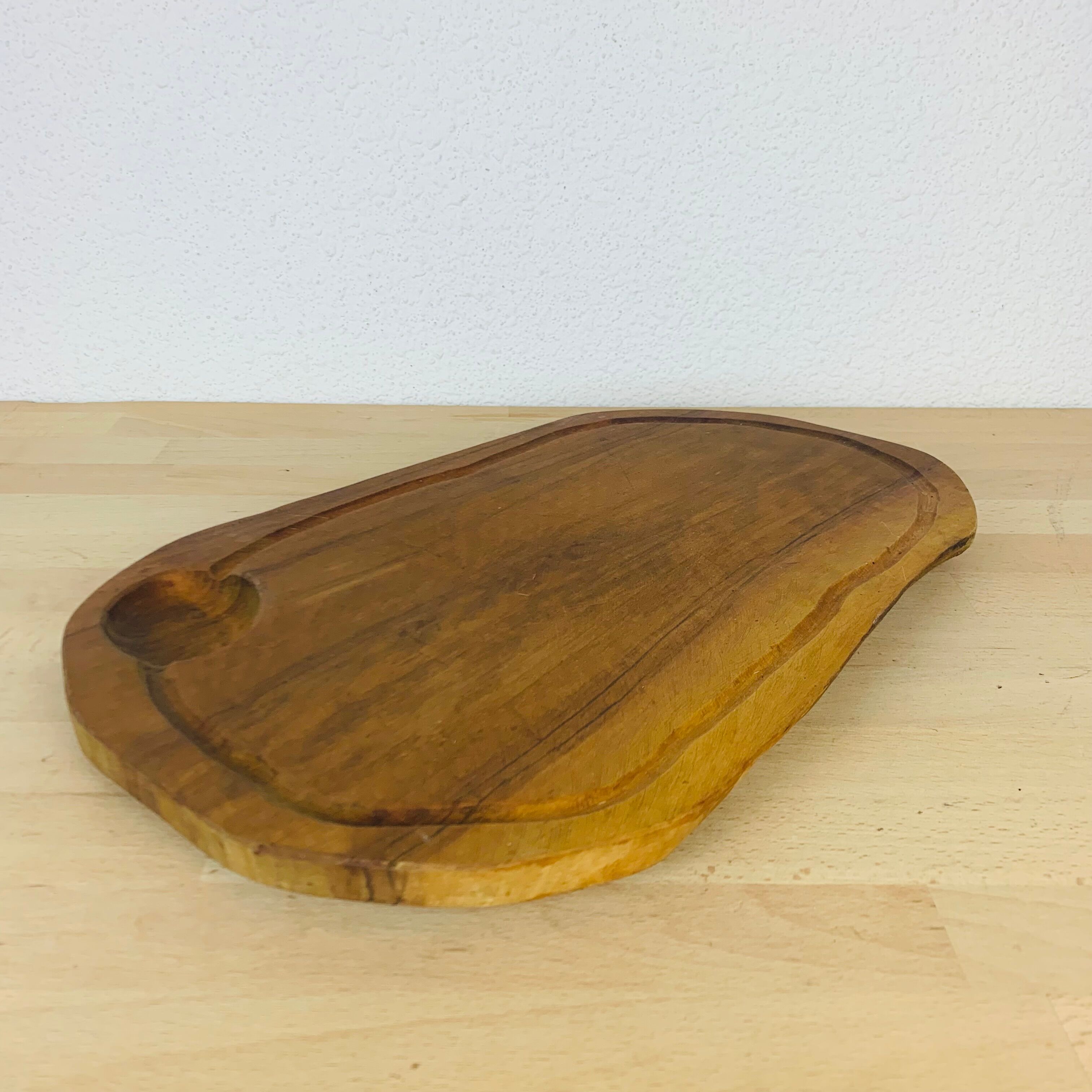Olive wood cutting board brutalist brass feet