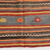 6x9 Red & Blue Striped Pattern Handmade Kilim Rug, 175x275Cm