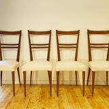 4 scandinavian chairs with seating in buckle fabrics
