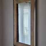 Large wooden and stainless steel mirror