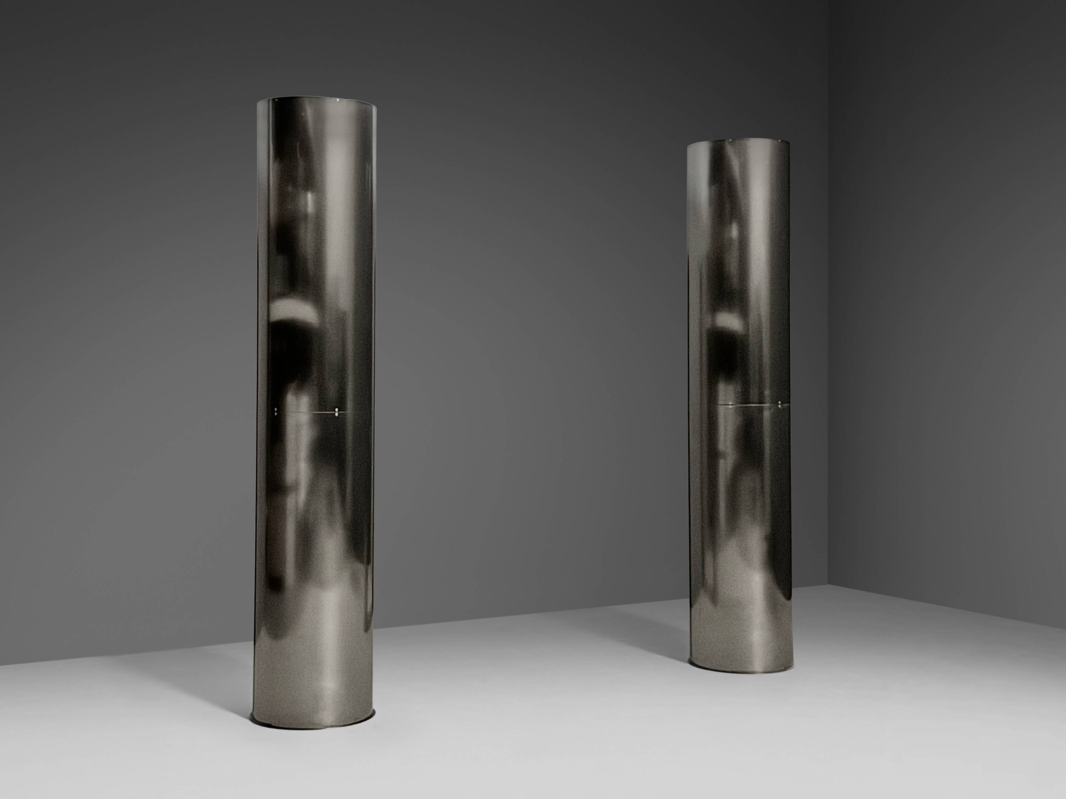 Monumental large stainless steel floor lamps by Targetti – Italy, 1970s