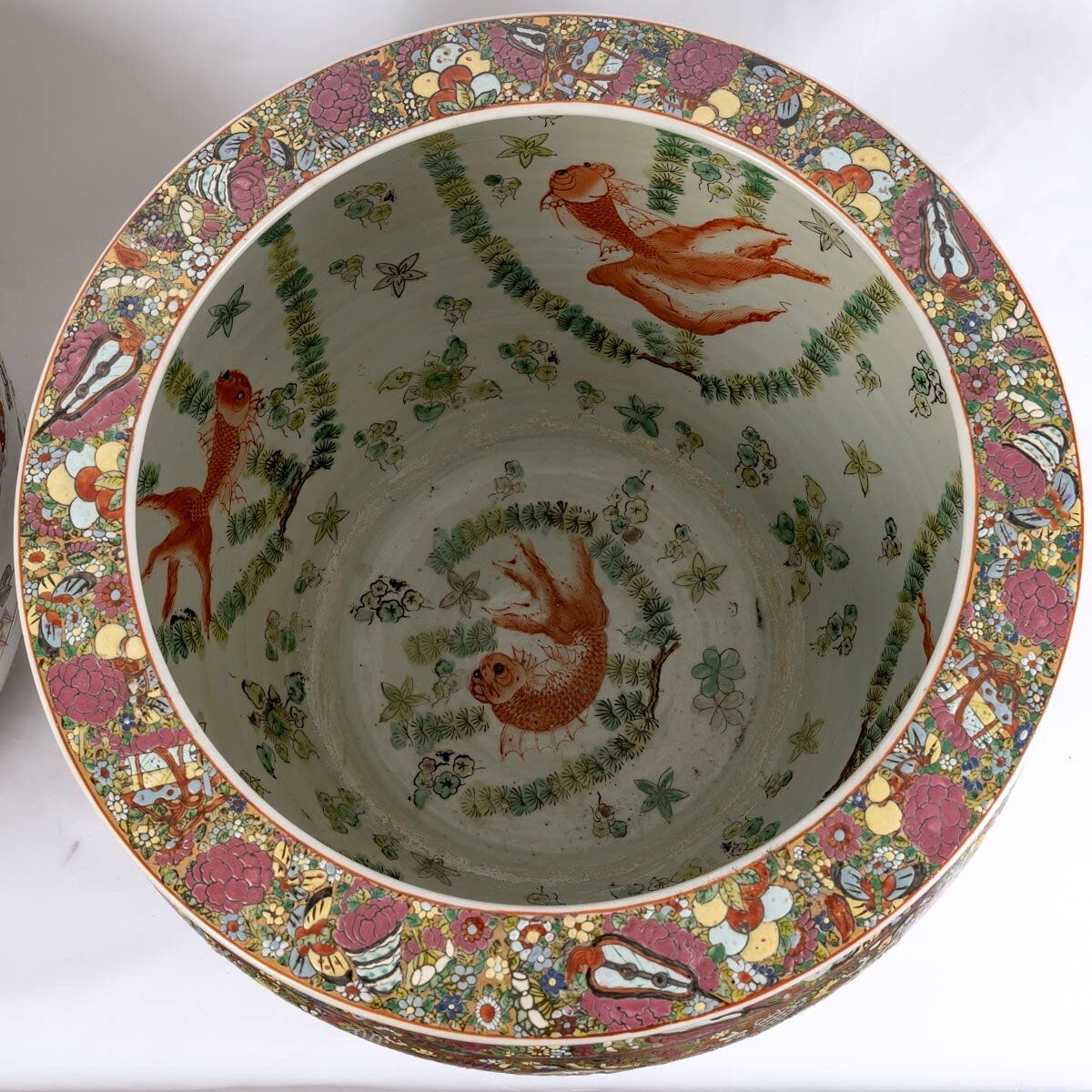 Pair fish aquarium - chinese porcelain - cloisonné enamel - canton - epoch: xxth century