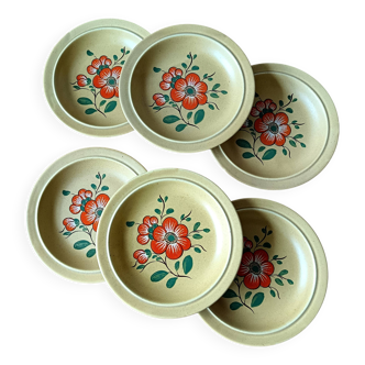 6 ASSIETTES creuses en céramique française K&G Luneville, Ø 22,8 cm