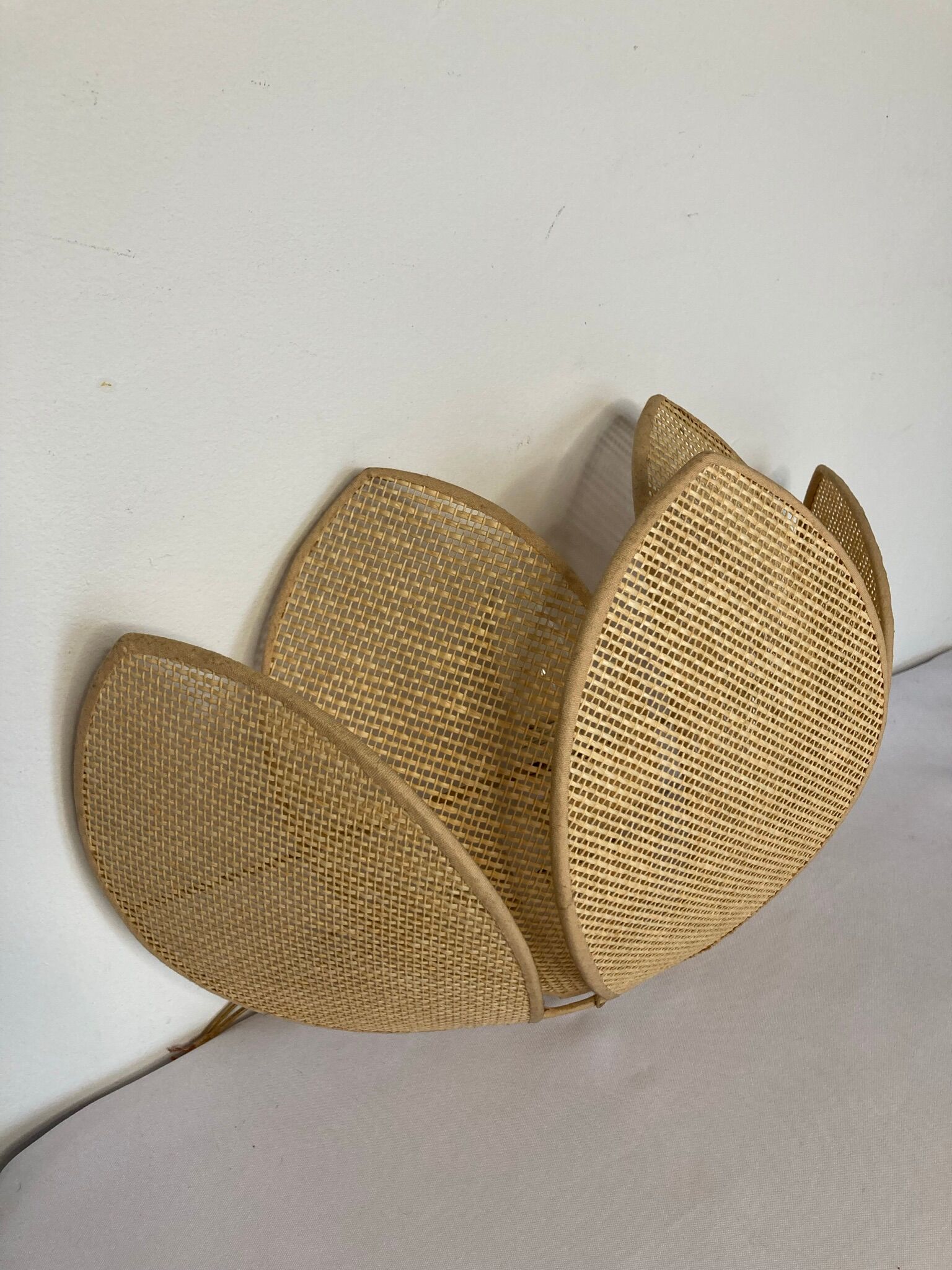 Vintage lamp wall lamp flower lotus cannage XXth