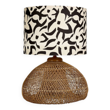 Lampe double éclairage en rotin