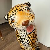 Leopard, Italian sculpture in glazed ceramic.