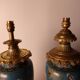 Pair of Asian style lamps in cloisonné and bronze