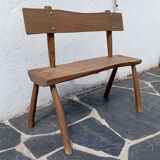 Small brutalist children's bench in elm and oak