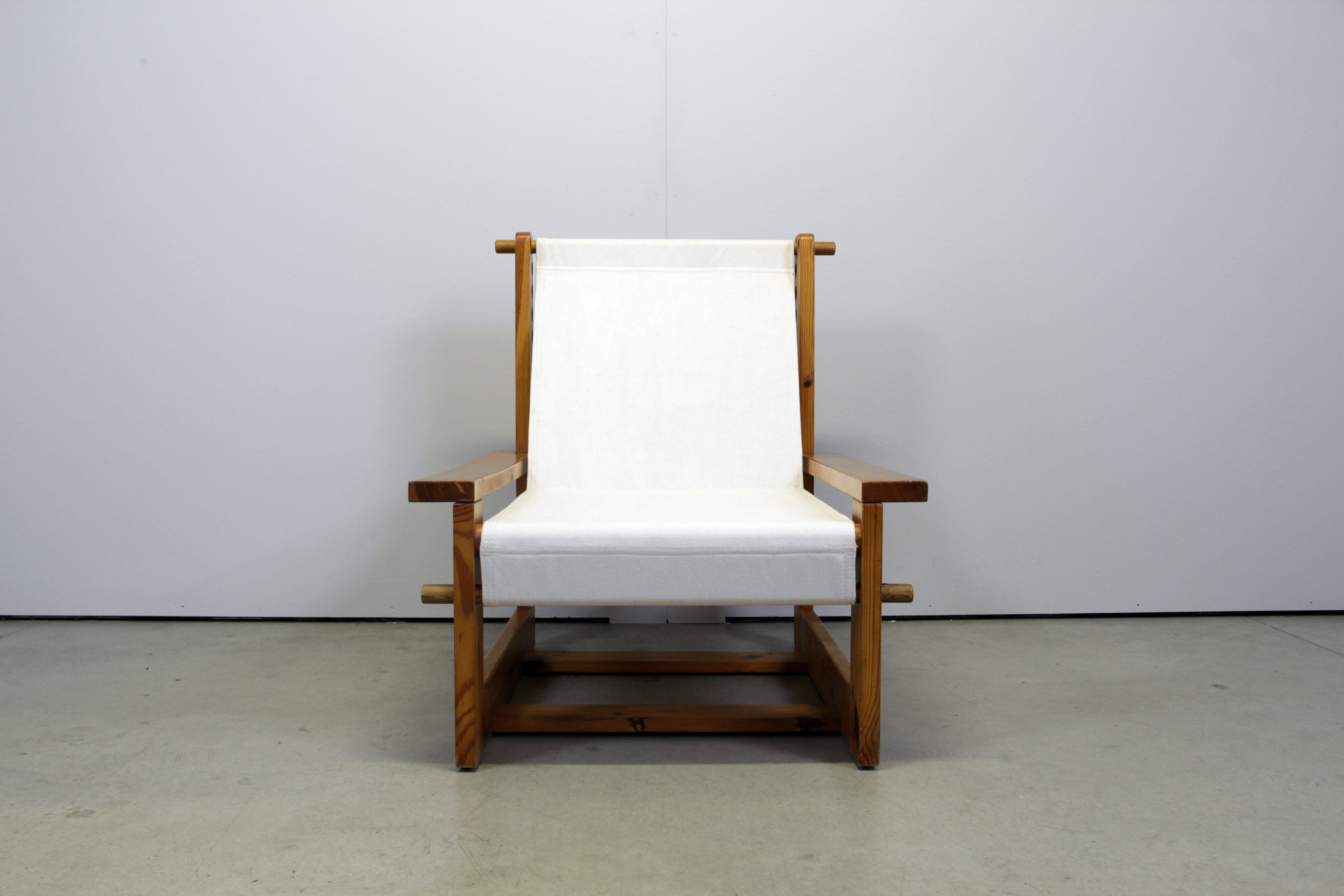 Italian brutalist pine sling chair