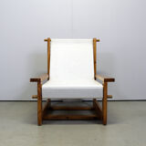Italian brutalist pine sling chair