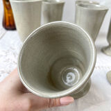 6 mazagrans in vintage speckled stoneware