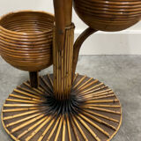 Support à plantes italien en bambou à plusieurs niveaux des années 1960, avec cinq coupes sculpturales.