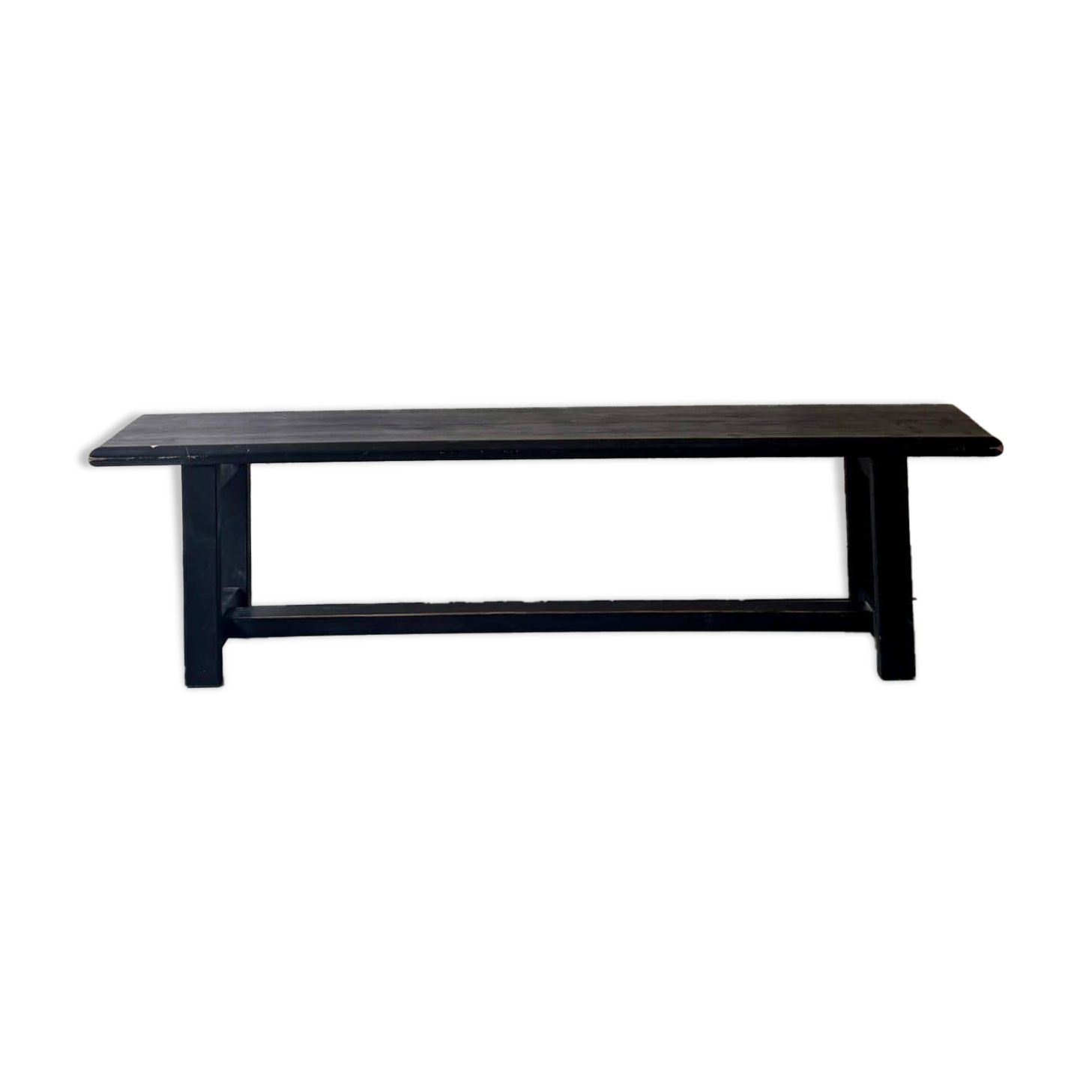 Antique black patinated wooden bench