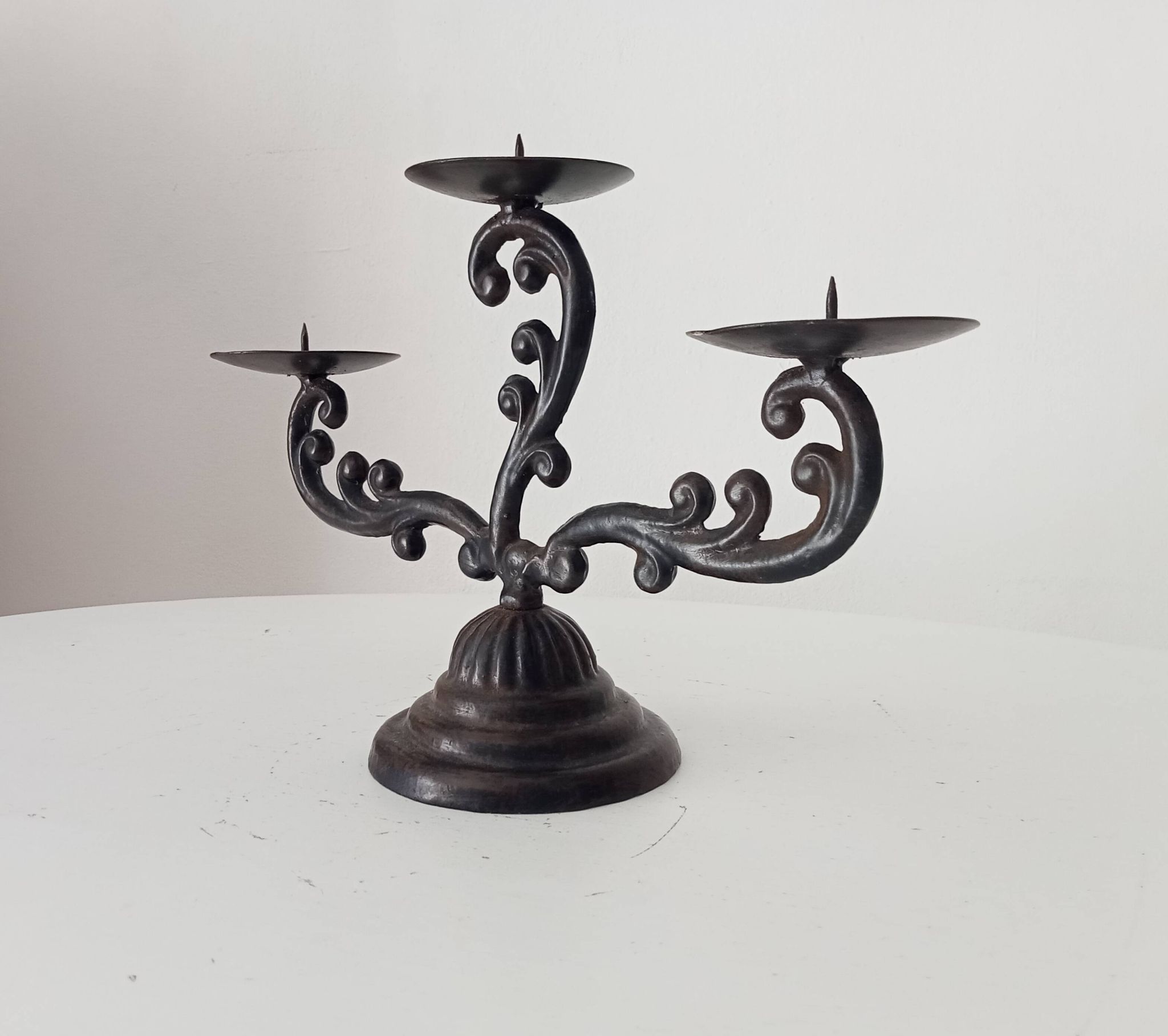 Old enamelled cast iron chandelier