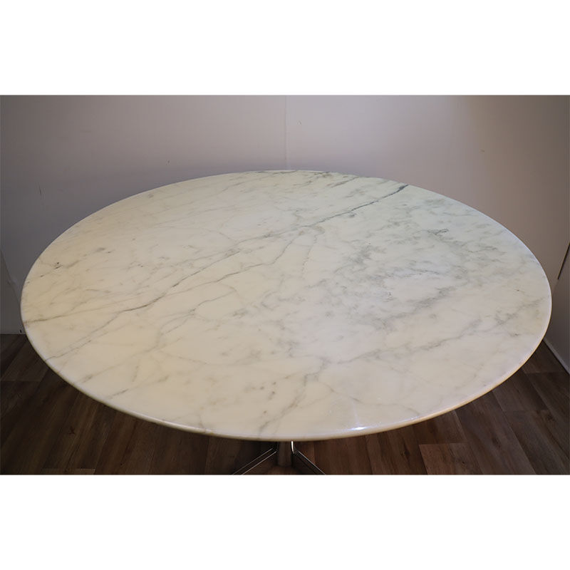 Table de repas vintage roche bobois en marbre et métal 1970