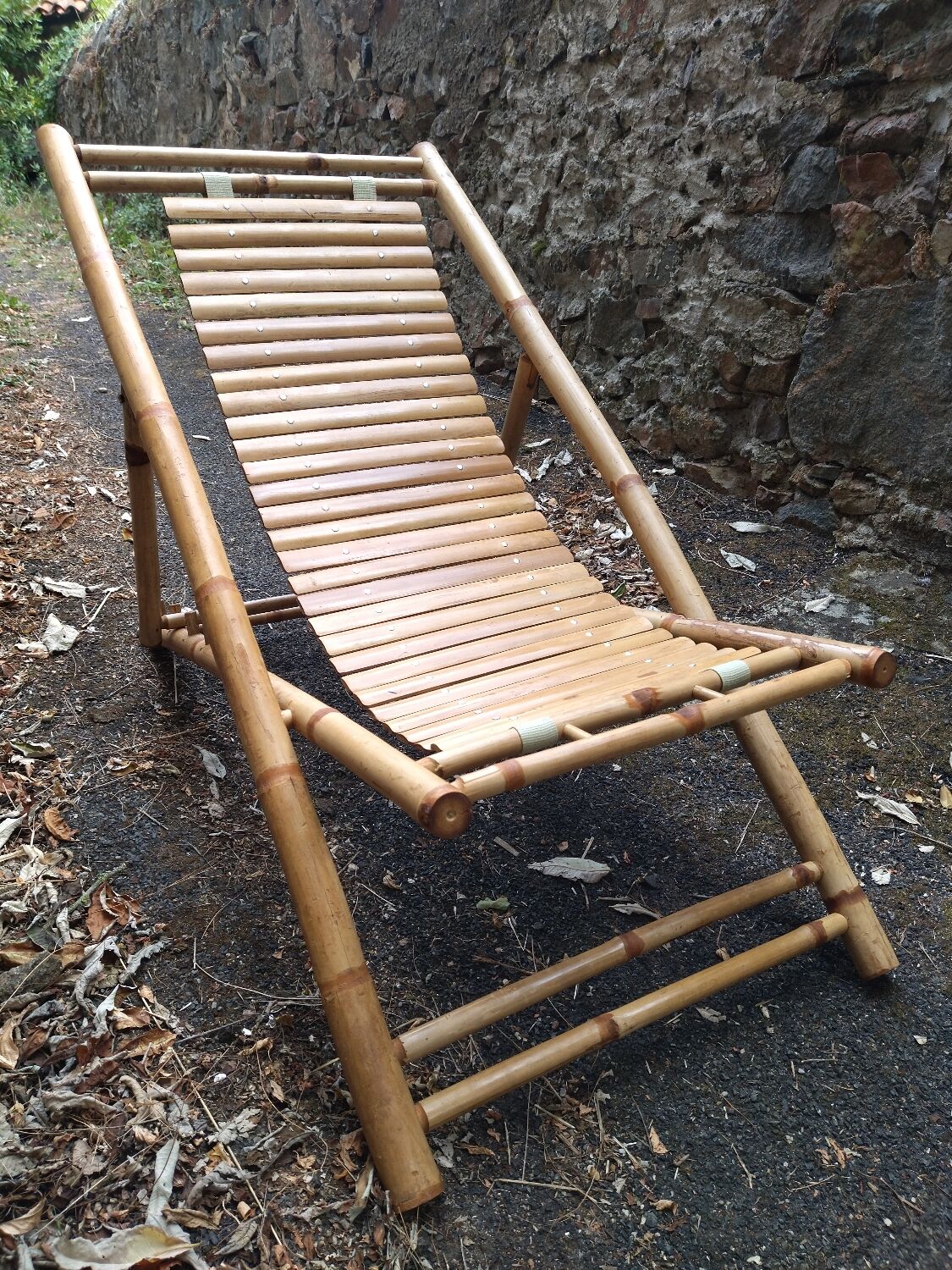 Chaise longue en bambou vintage