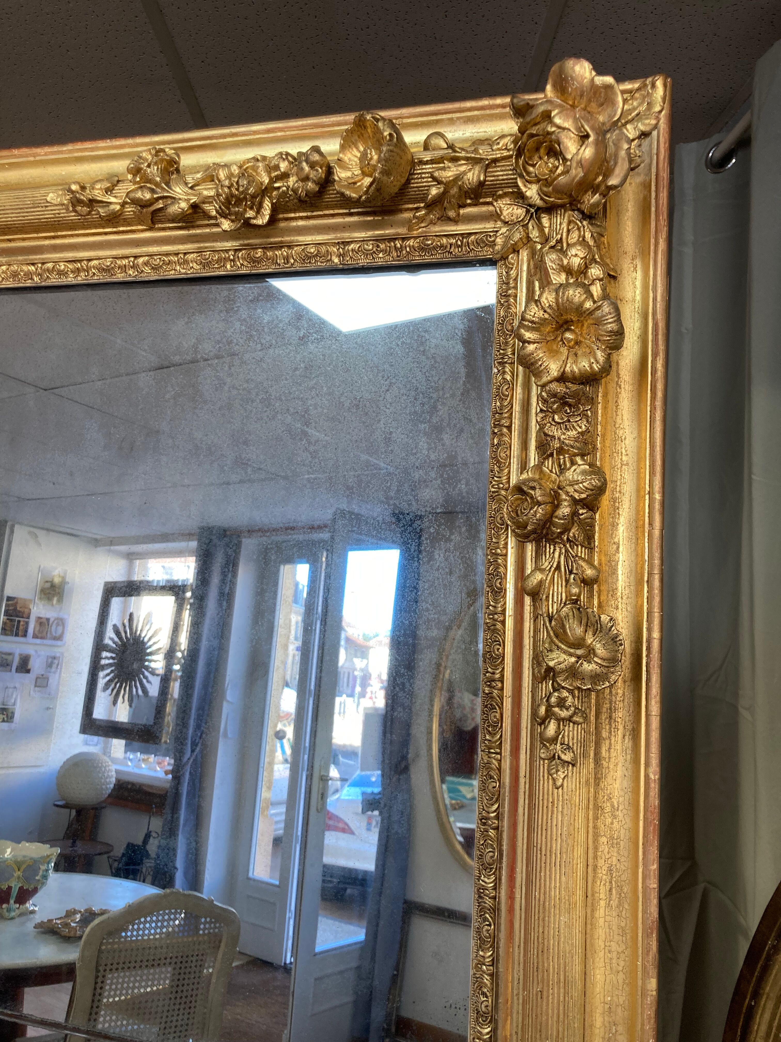 Gilded wooden mirror Napoleon III 186x119cm