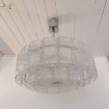 Large frosted glass chandelier Doria Leuchten 70's