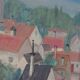 Original Swedish Oil on Panel – “Village Scene” by E. R. Olsson