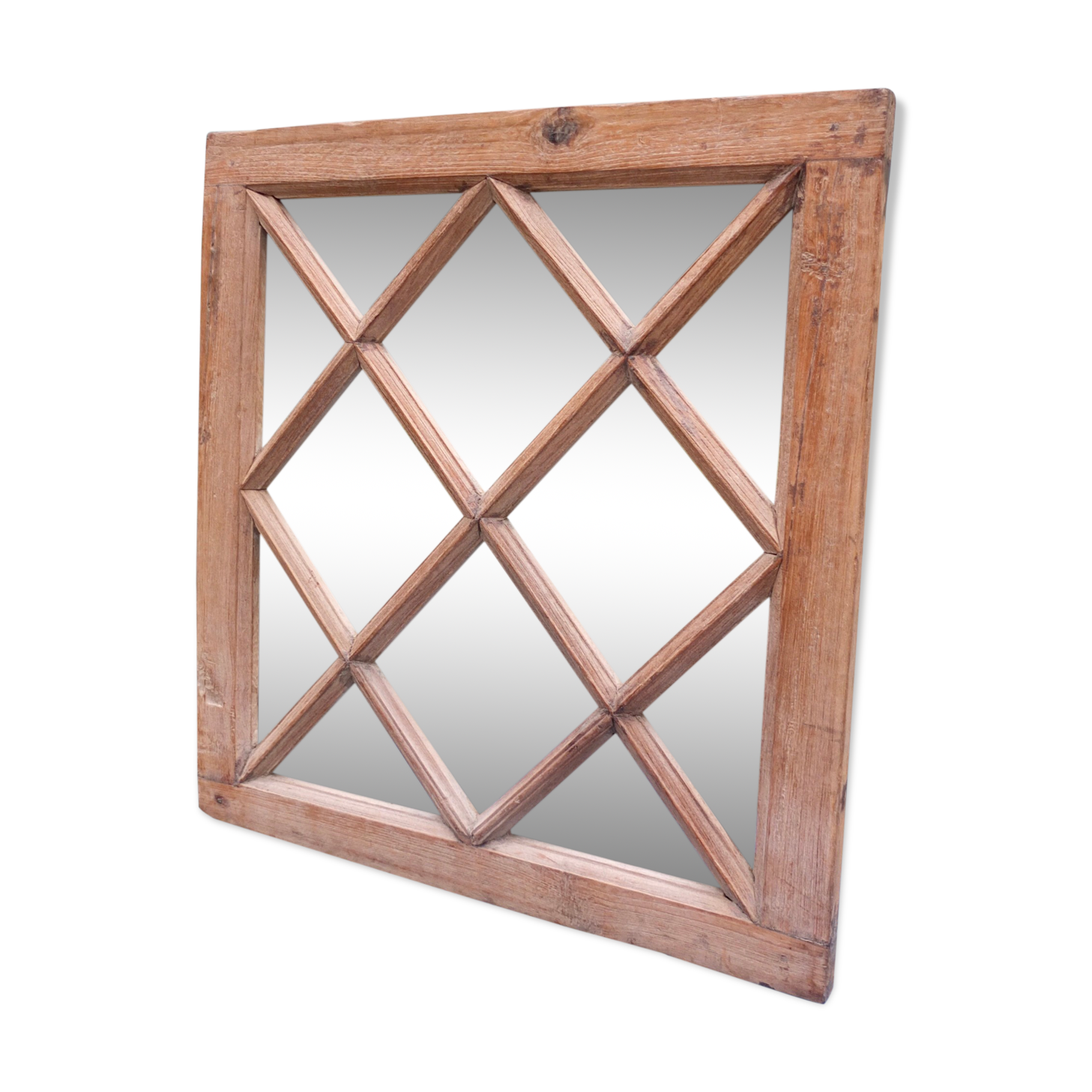 Antique Indian Wooden Mirror 60x66cm