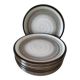 Ensemble de 10 assiettes Salins décor spirale minérale gris et brun