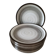 Ensemble de 10 assiettes Salins décor spirale minérale gris et brun