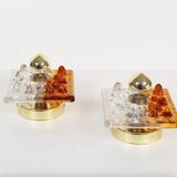 Pair of Murano glass wall lamps by AV Mazzega