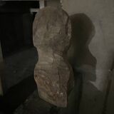 Pair of primitive carved wooden heads rustic folk art