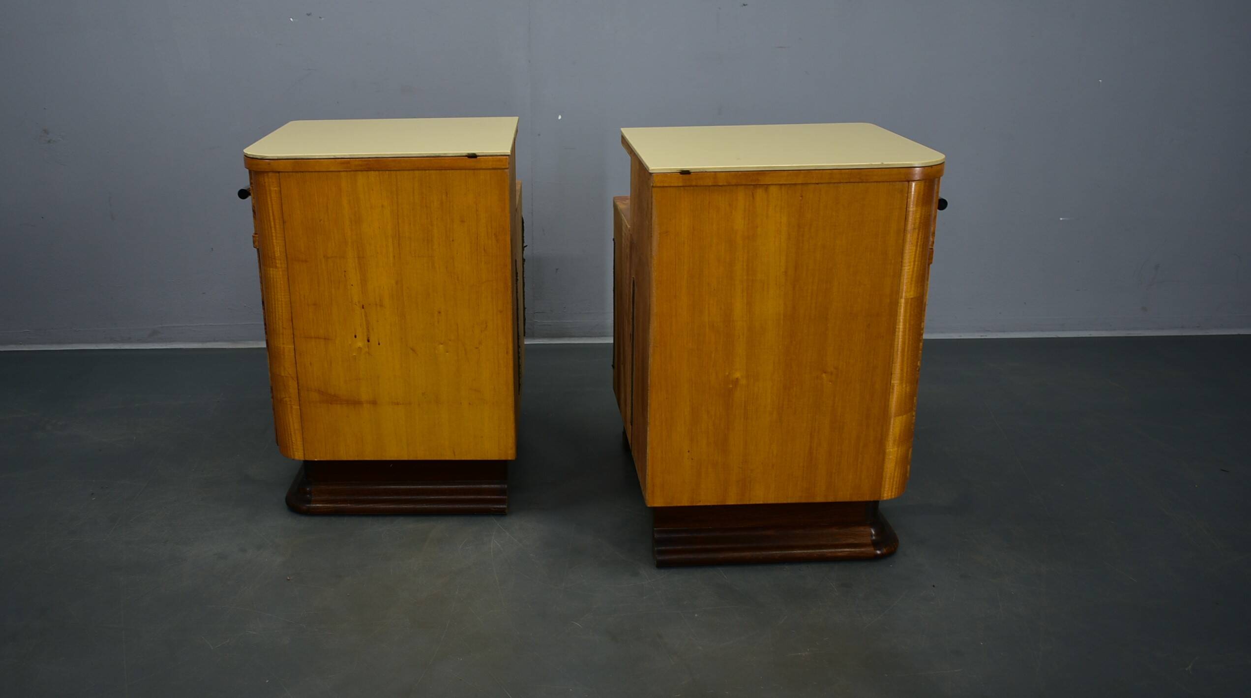 1940s set of bedside tables by Jindrich Halabala, Czechoslovakia