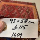 Vintage Turkish Mini Kilim 93x58 cm Shabby Wool Small Kelim Rug Black,Red