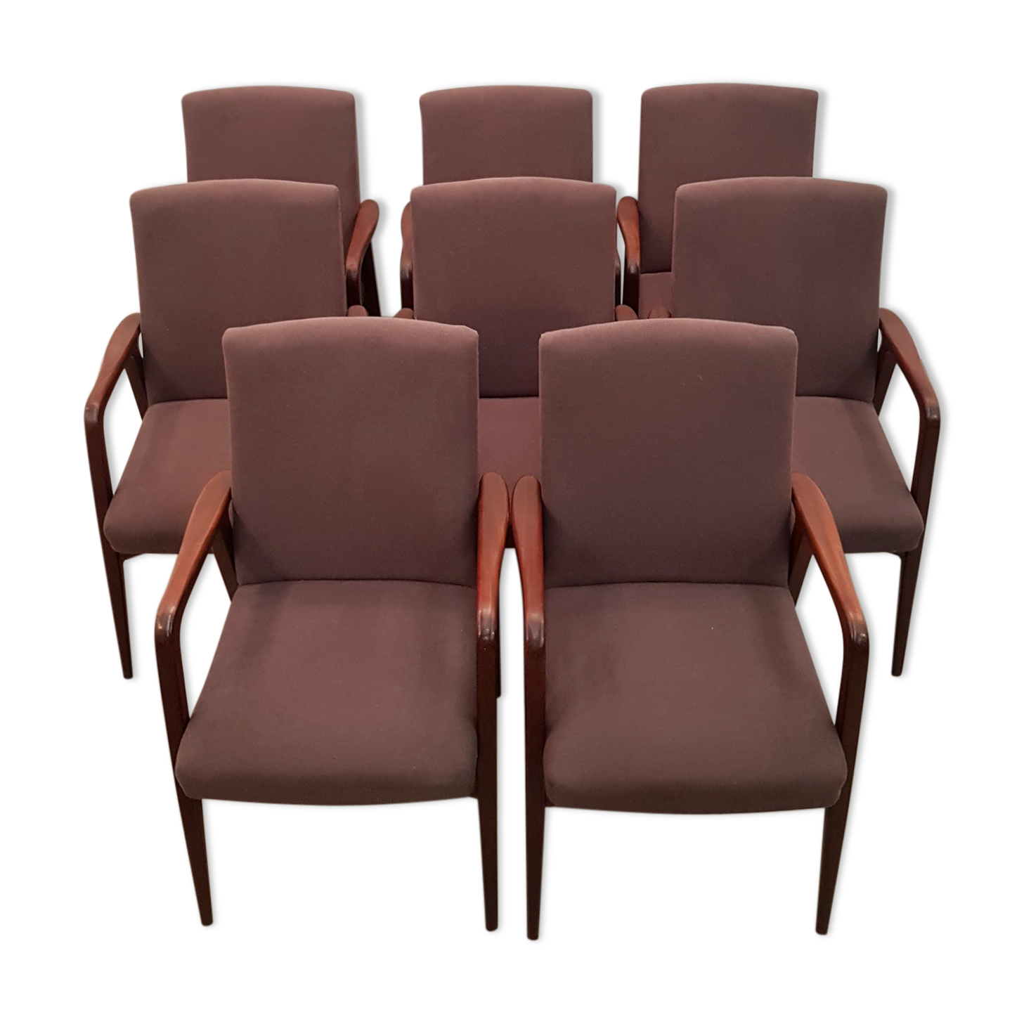 Set of 8 Danish teak armchairs