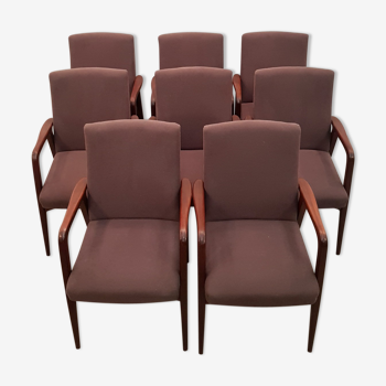 Set of 8 Danish teak armchairs