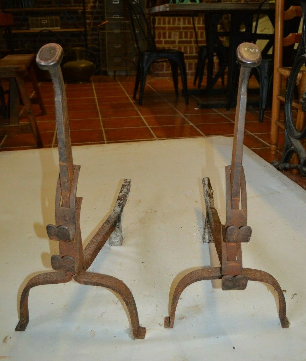 Pair of wrought iron chenets