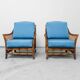 Pair of vintage armchairs in bamboo and Vienna straw 1960s modernism