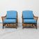 Pair of vintage armchairs in bamboo and Vienna straw 1960s modernism