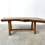 Vintage wooden brutalist coffee table, 1960s