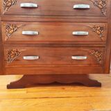 Art Deco chest of drawers in solid walnut