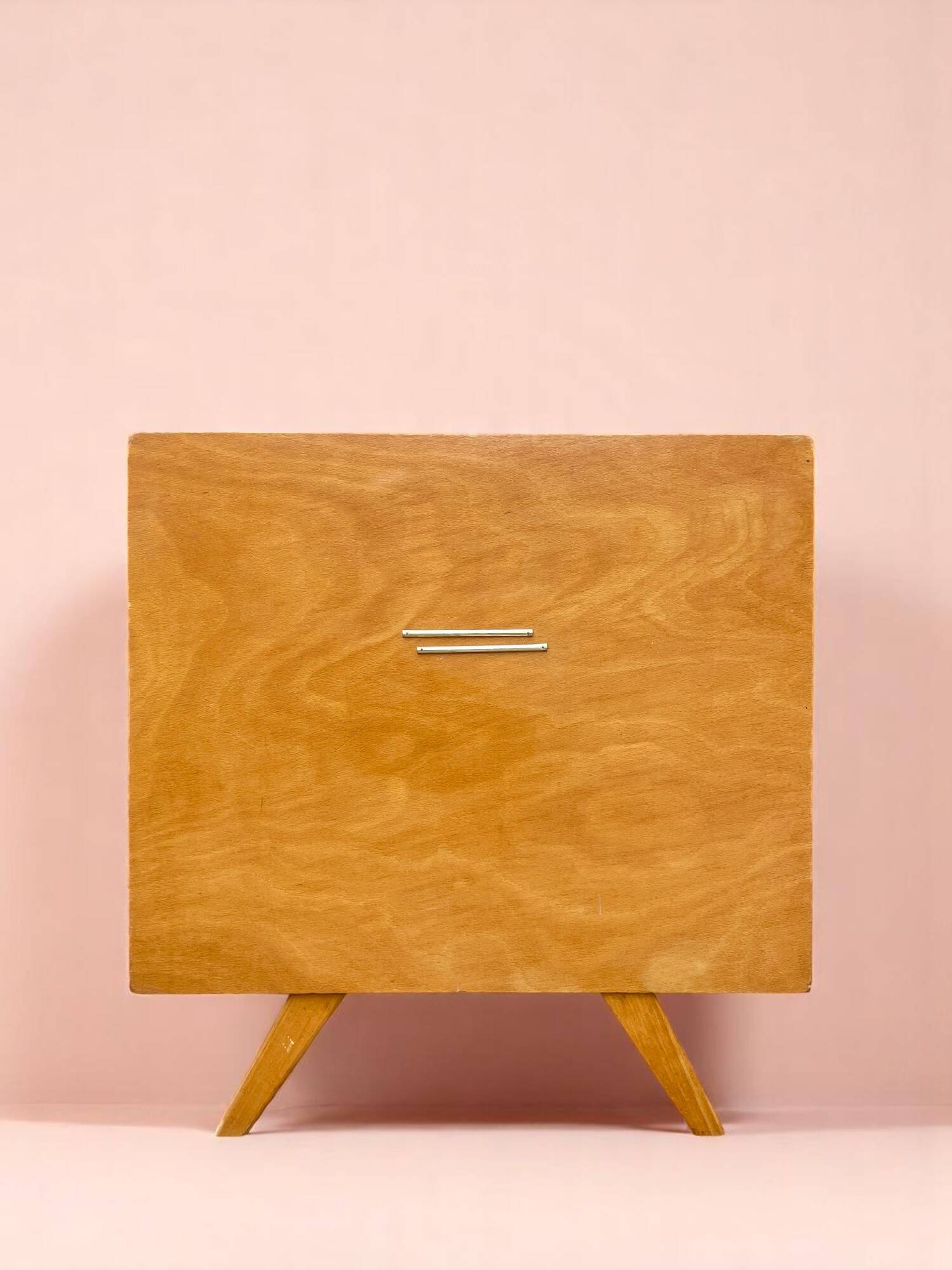 Vintage children's bed - rattan and wood - 1960s