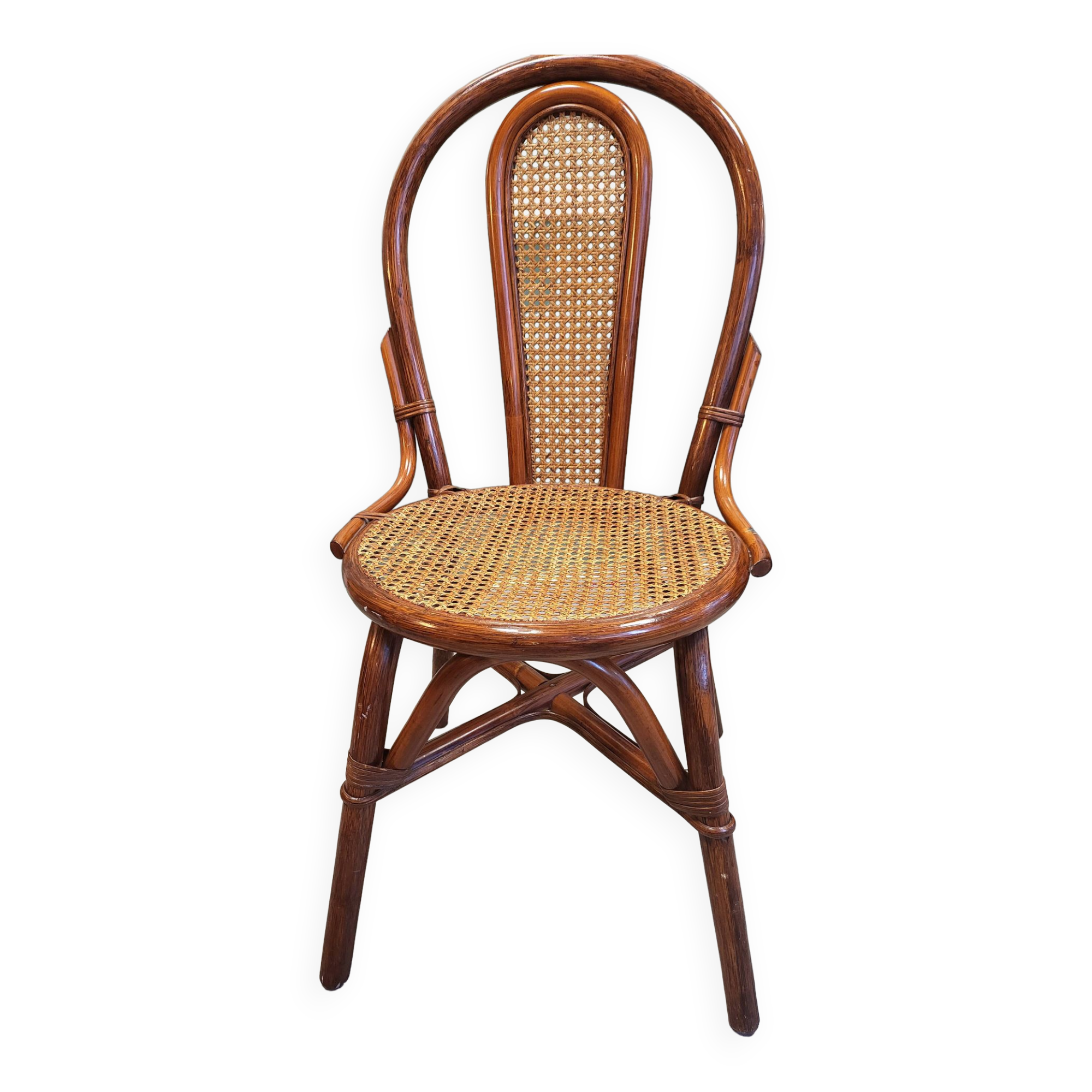 Vintage rattan and cane bistro chair