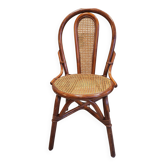 Chaise bistro en rotin et cannage vintage