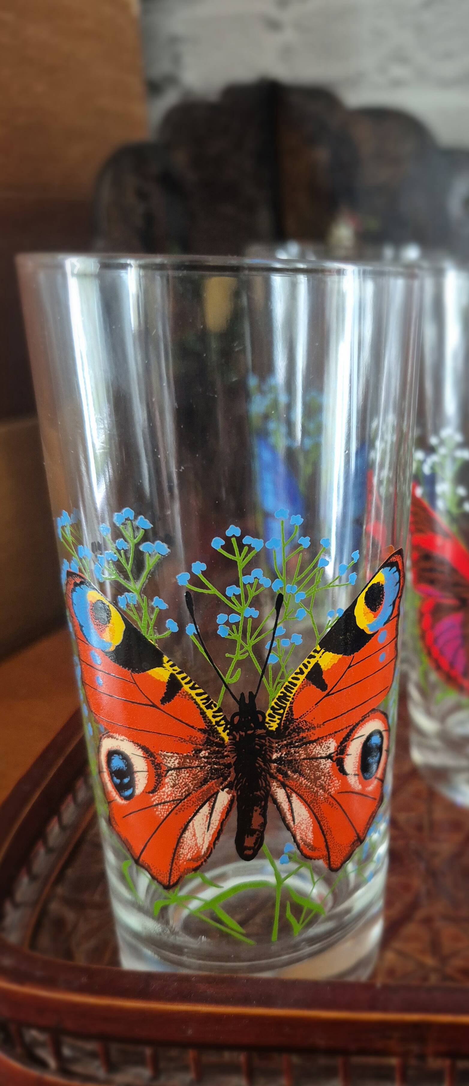 Set of 10 butterfly glasses from the Reims glassworks, vintage.