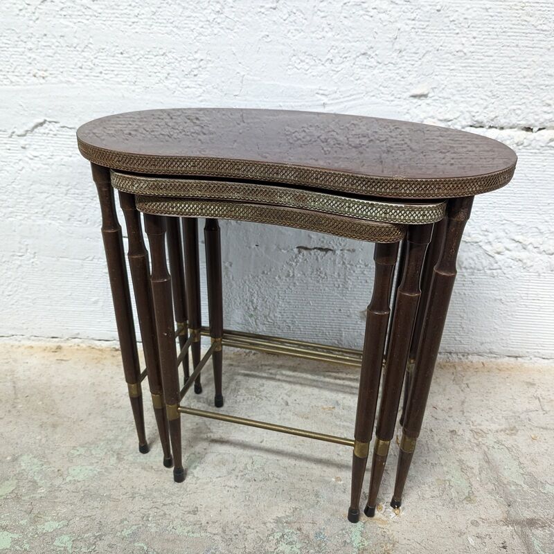 Trio of nesting tables in the shape of a kidney