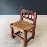Oak & Rope Travail Populaire Side Chair, Belgium, 1950s