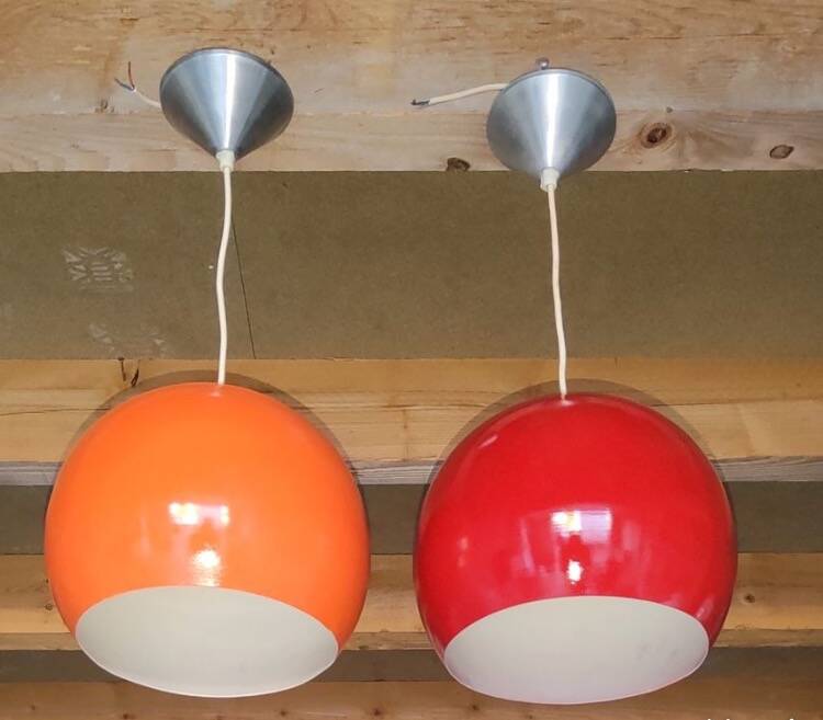 Pair of vintage Kenwell pendant lights 1970