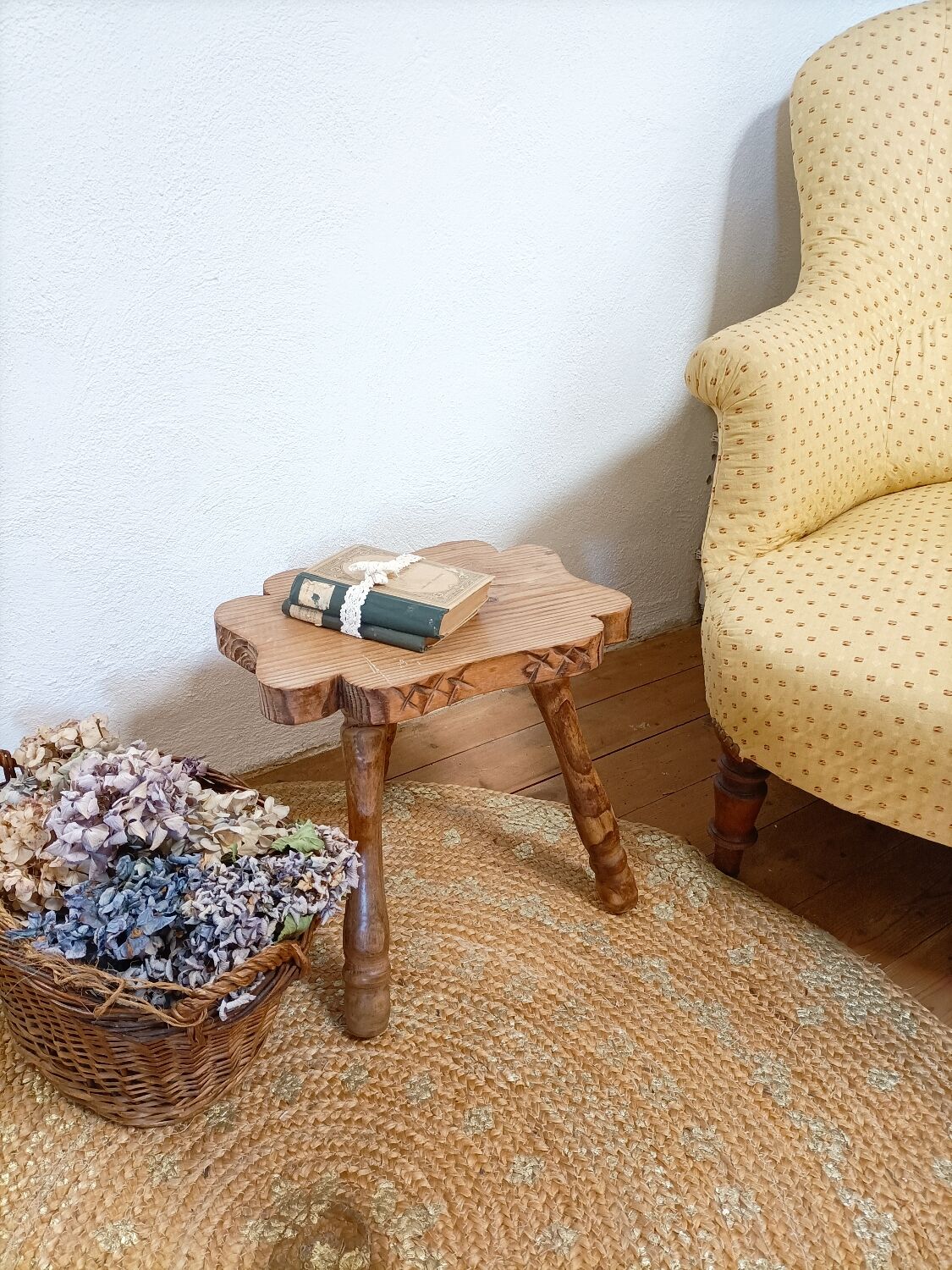 Brutalist style tripod milking stool
