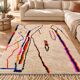 Large cream Berber rug with colourful patterns – 290 × 200 cm