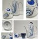 coffee maker and sugar porcelain blue décor design Bareuther 70s